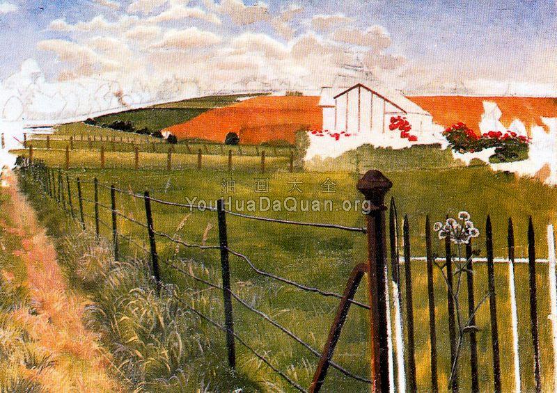 Extensive Landscape with a Wroght-Iron Gat - 斯坦利·斯宾塞